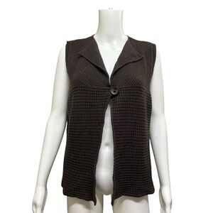 Splendor Brown One Button Waffle Knit Sweater Vest Size L